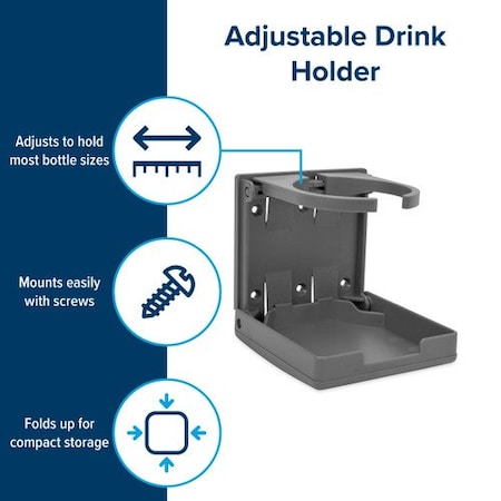 Camco ADJUSTABLE DRINK HOLDER, GRAY (E/F) 44041